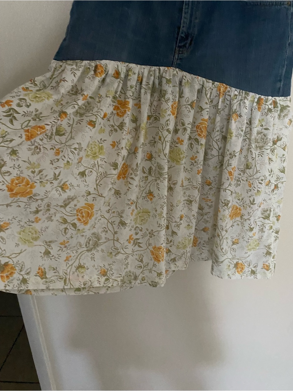 Wild Fable denim and floral cotton Upcycled look skirt pleats a line 12 - Picture 4 of 8